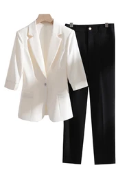 Blazer and Pant Suit for Women, Blue, Beige, Khaki, Business Work Wear, Formal 2 Piece Set for Office Ladies, Spring and Summer