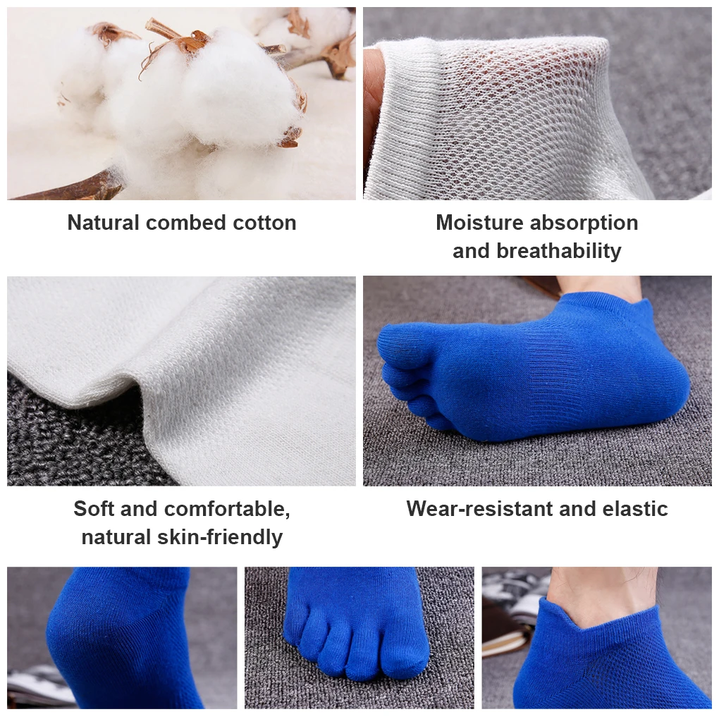 4a Set Of 2 Cotton Stretchy And Durable Five Finger Socks For Athletic Activities Antibacterial