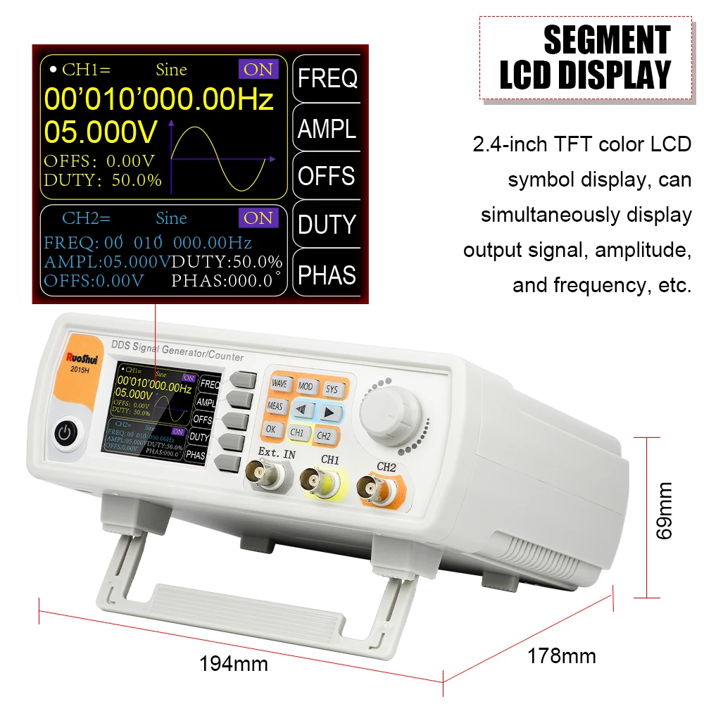 RuoShui DDS Signal Generator High Accuracy Dual-channel Universal Function Generator Counter Arbitrary Waveform Frequency Meter