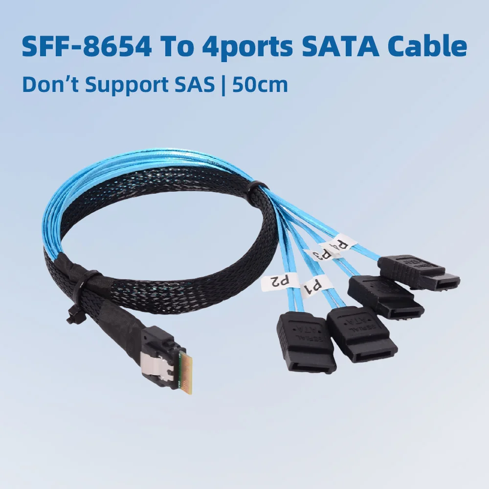 

2025 NEW SFF-8654 To 4-port SATA Data Extension Cable Mini PCIe Adapter Riser Card Expansion Straight Through Non Array Card