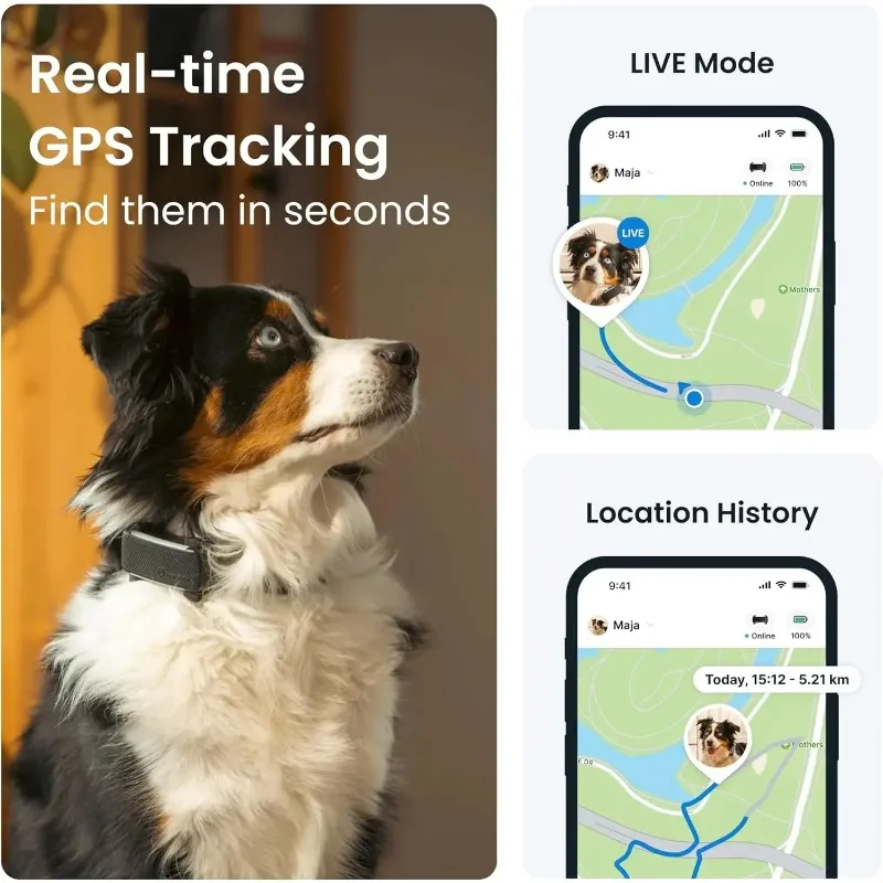 2025 Release Real-Time GPS Dog Tracker Black Collar with Health Wellness Alerts Virtual Fence Bark Detection for Pets
