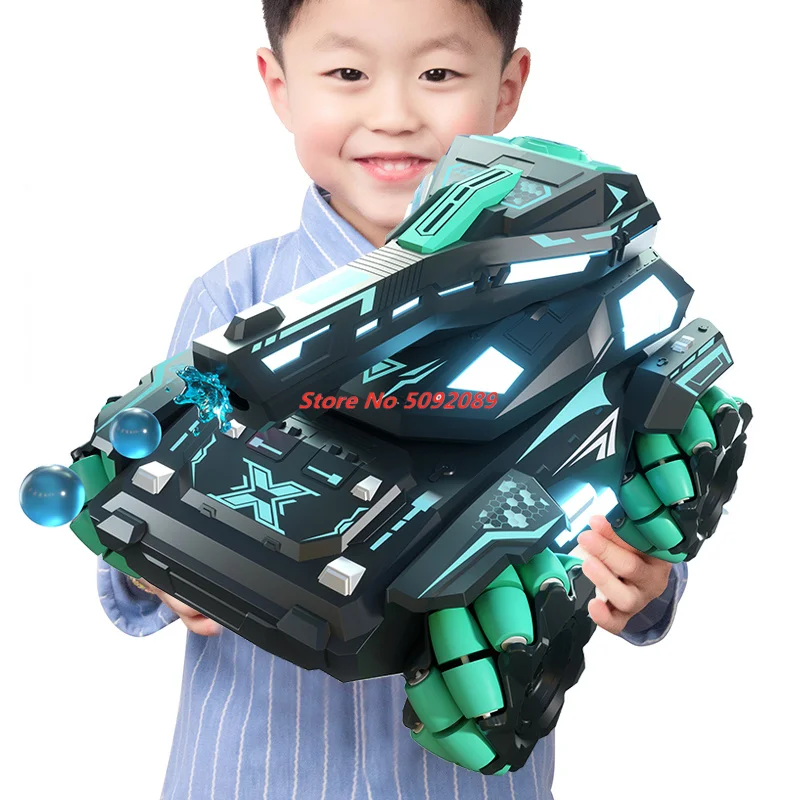 Rc Tank Car 2.4G Dual Control Mode Armored Car High Speed Water Bombs Induction Watch Remote Double Control Toy Gifts for Boy