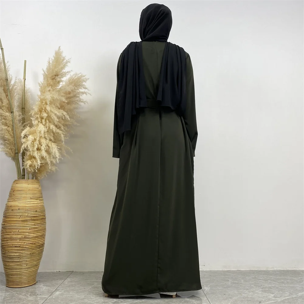 عباية إسلامية موضة جديدة فستان ساخن تركيا العربية دبي رداء بلون سادة مع جيوب فستان نسائي طويل 77
