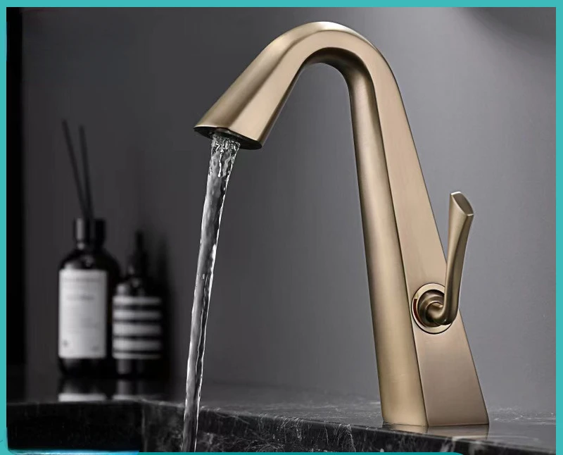 

Personalized New Faucet White Gold Color Bathroom Cabinet Faucet Table Hot and Cold Wash Basin Faucet Copper