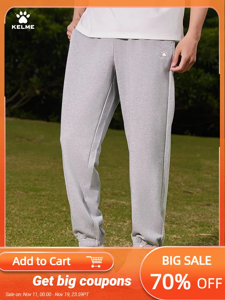 

Kelme Men's Sports Trousers Outdoor Running Pants With Cuffs Student Uniform Loose Football Straight Sweatpants