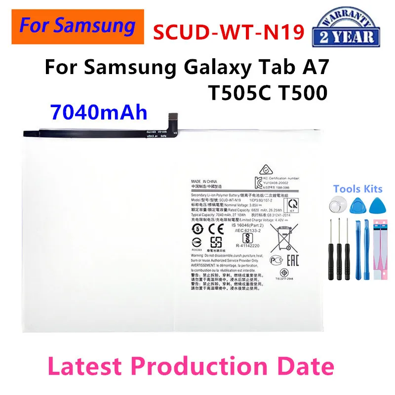 

Brand New SCUD-WT-N19 7040mAh Replacement Battery For Samsung Galaxy Tab A7 T505C T500 Tablet batteria+Tools