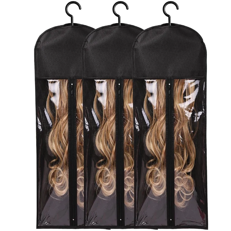 3PCS Extra Long Wig Hanger And Storage Bags, Dustproof And Waterproof Hair Extension Holder, Designed For Wigs