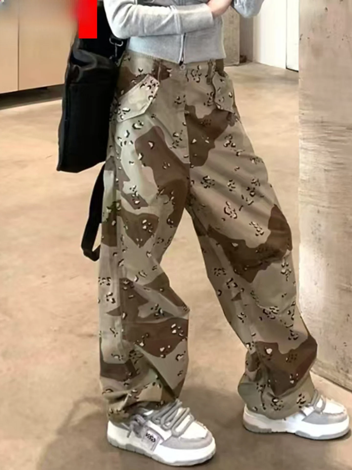 

Мужские рабочие брюки Stu American Streetwear: повседневные, камуфляжные, для пустыни, свободный крой, прямые штанины, прочные, из смесового хлопка и полиэстера