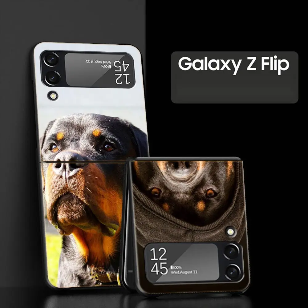 Rottweiler Dog Phone Case for Samsung Galaxy Z Flip 3 4 5 Folding Shell For Samsung Z Flip3 Flip4 Hard PC Fundas Bumper Cover