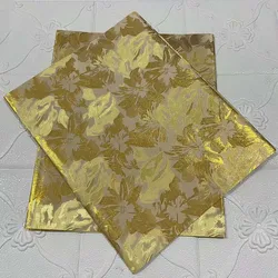 Gold Color African Sego Headtie Fabric High Quality 2PCS/bag Many Colors Nigerian ASO EBI Sego Head Tie For Wedding  HZ4-901-1