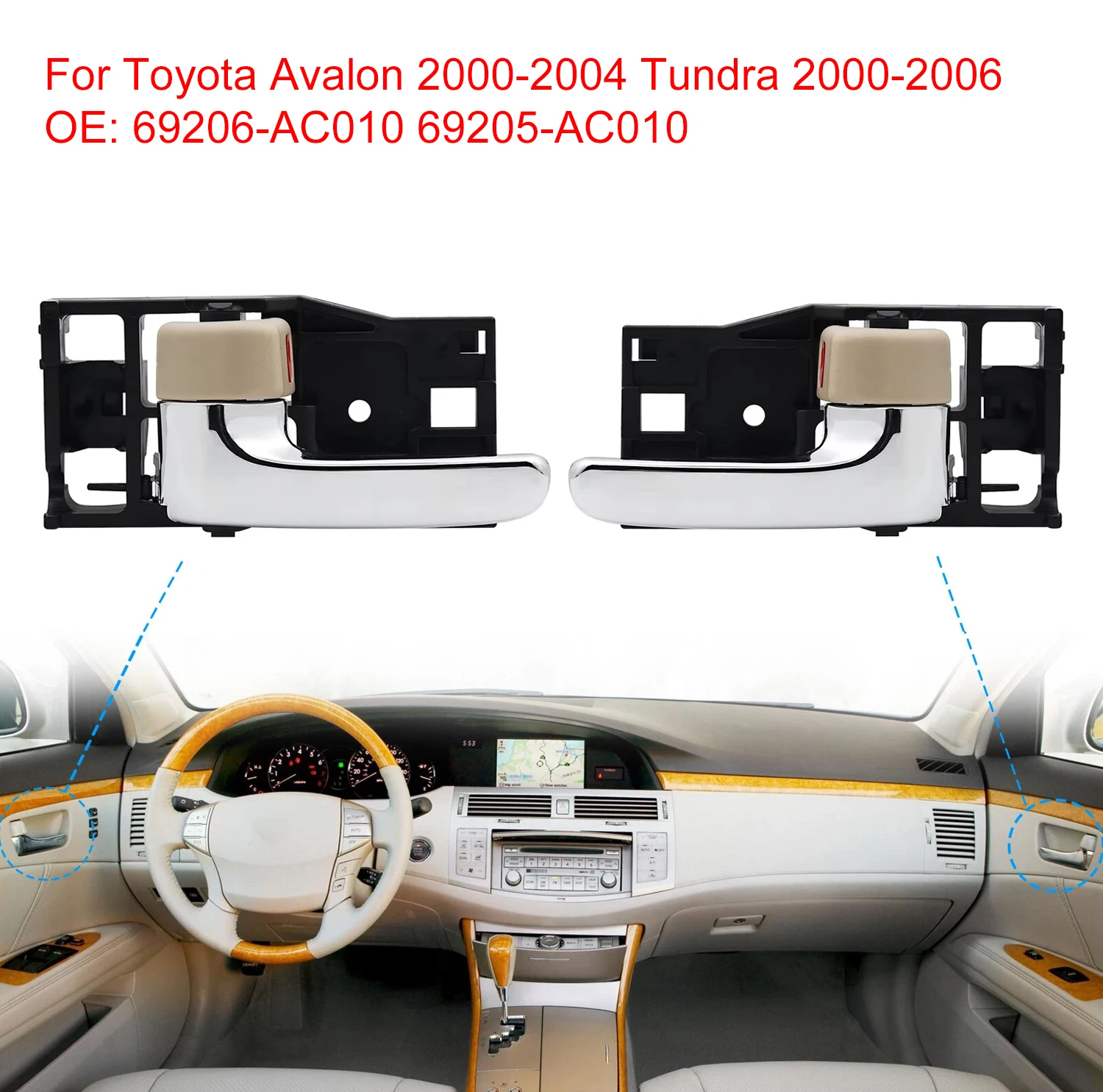 

Аксессуары для внутренних дверных ручек автомобиля для Toyota Avalon 2000-2004 Tundra 2000-2006 69206-AC010 69205-AC010 69206AC010 69205AC010