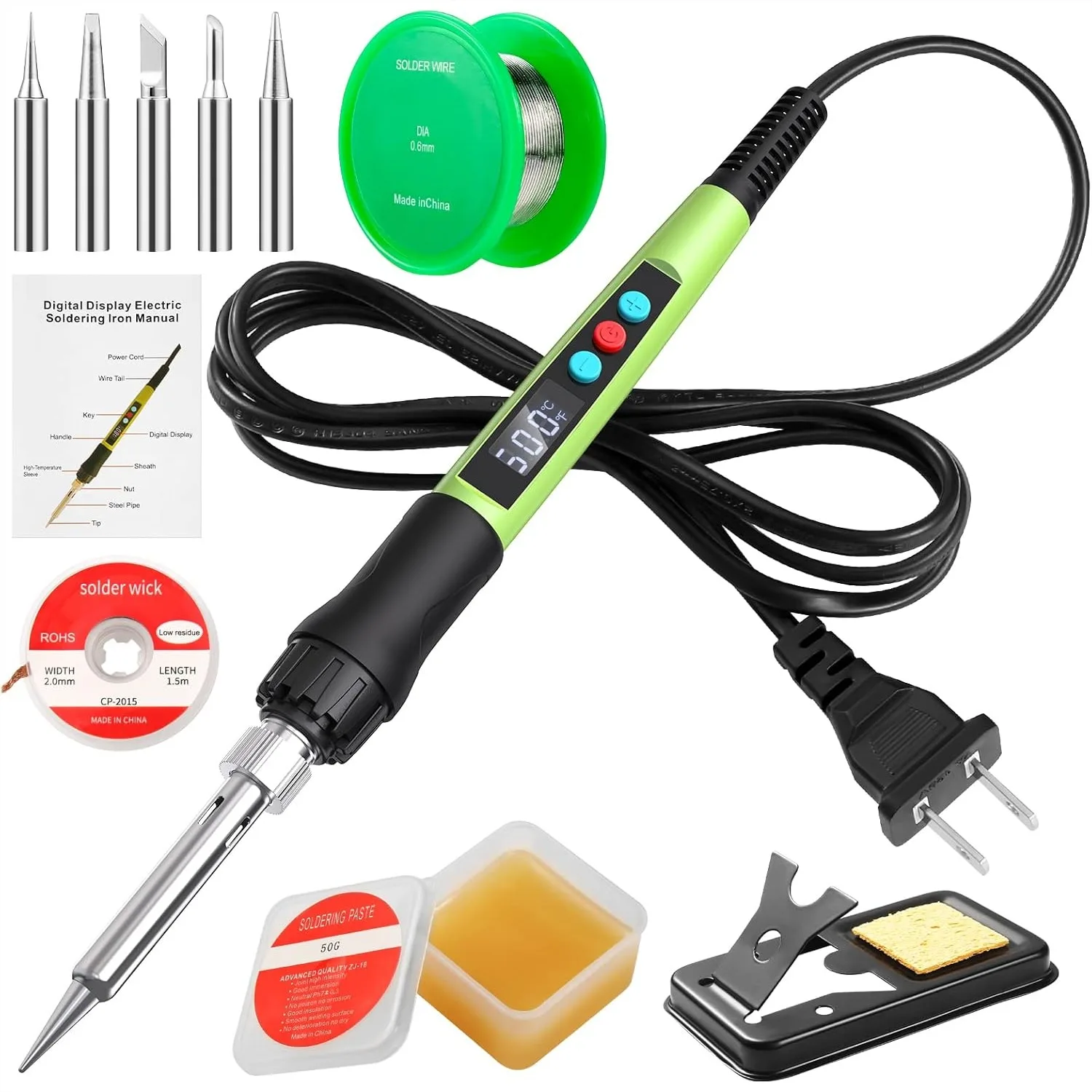 

Soldering Iron Kit, 100W Digital Solder Gun with LED Temp Display, Adjustable Temperature Welding Tool with Ceramic Heater