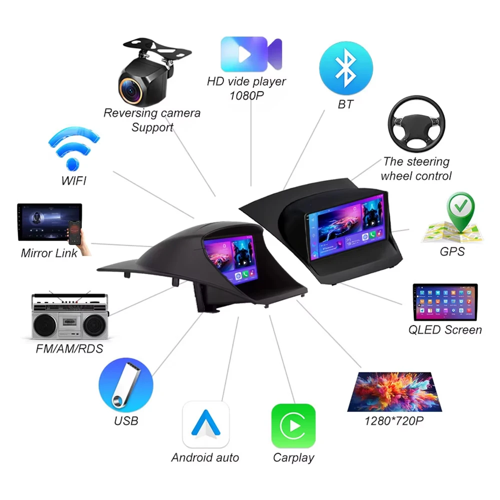 Android 16 Car Radio Carplay For Ford Fiesta Mk 6 2008-2019 Android Multimedia Video Player touch screen Auto stereo Navigation