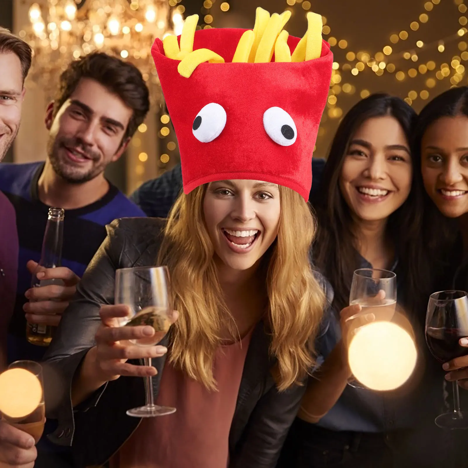 

French Fries Hat Funny Novelty Costume Accessory for Party Carnival Headdress Birthday Prop Photoshoot Fun Hat