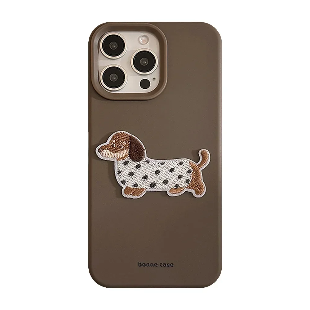Ins Style Sweater Embroidered Dog Phone Case for IPhone17 16 15 14 12 13 11 Pro ProMax Plus X XR Shockproof Phone Cover