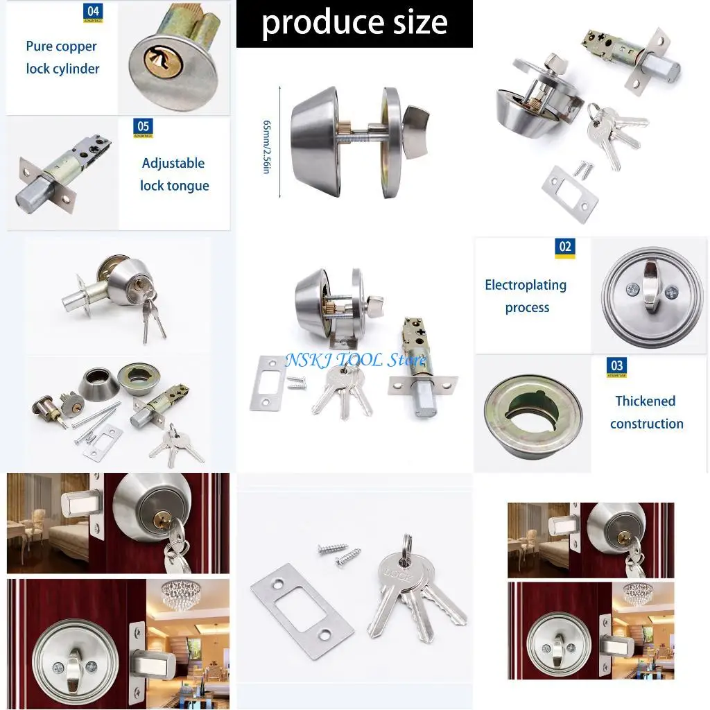 

L8RC Single Side Deadlock Lock Easy Twist Adjustment Backsets Installation Metal