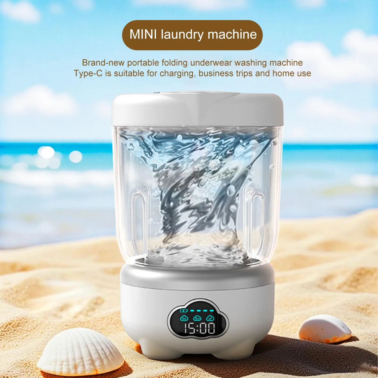 

Portable Washing Machine 1.6L Underwear Digital Display Washer Panty Washing Machine For Socks Delicate Fabrics Towels Laundry