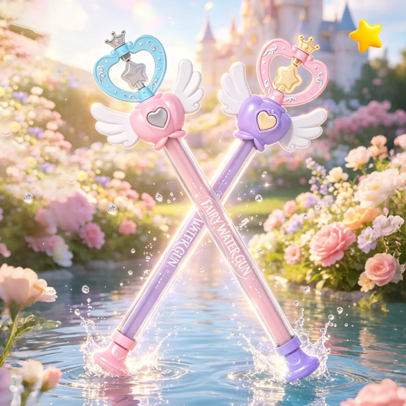 水スプリンクラーおもちゃプルタイプインタラクティブファイトゲーム妖精の杖デザイン水噴霧お風呂おもちゃ男の子女の子夏屋外用