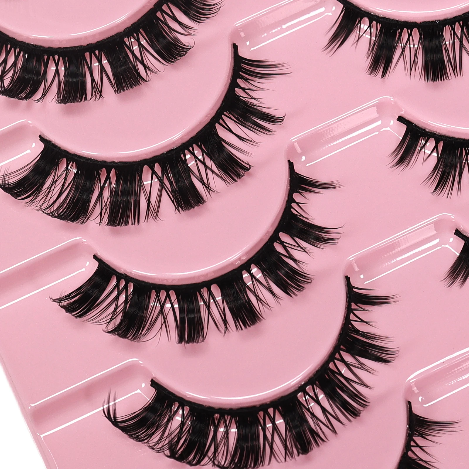 10 Paar DD Curl Russian Strip Lashes, flauschige Volumen-Wimpern aus Kunstnerz, dramatische, unordentliche, dicke künstliche Wimpern – Detail 5