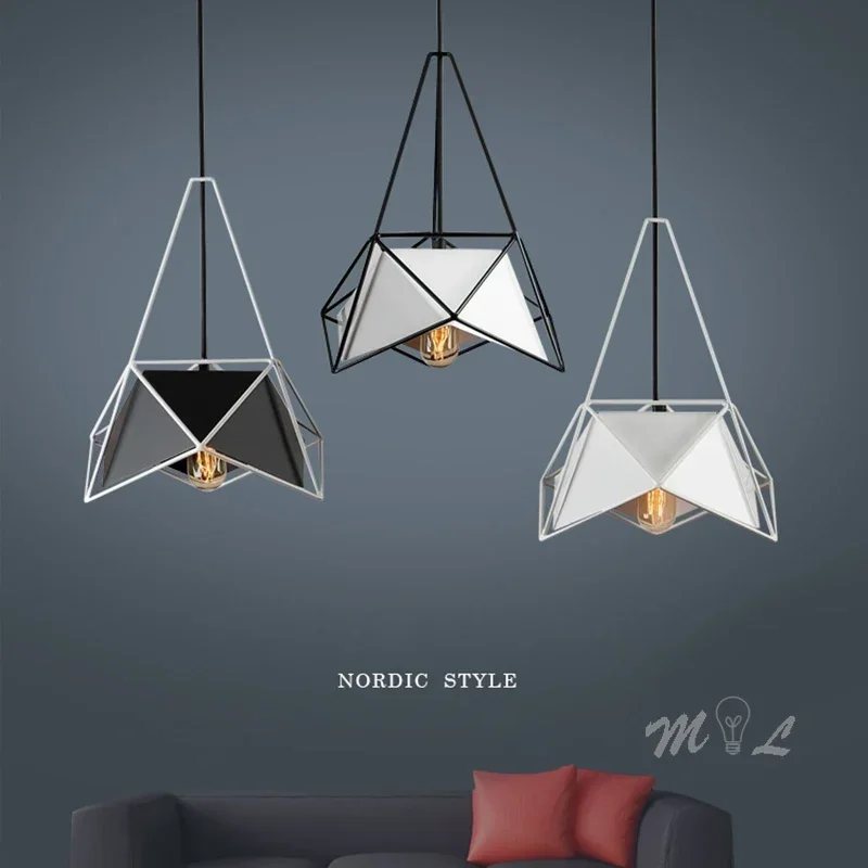 

Nordic Diamond Pendant Lights Geometry Hanging Lamp Led light fixture for Kitchen Living Room Cafe Bar Suspension Luminaire E27