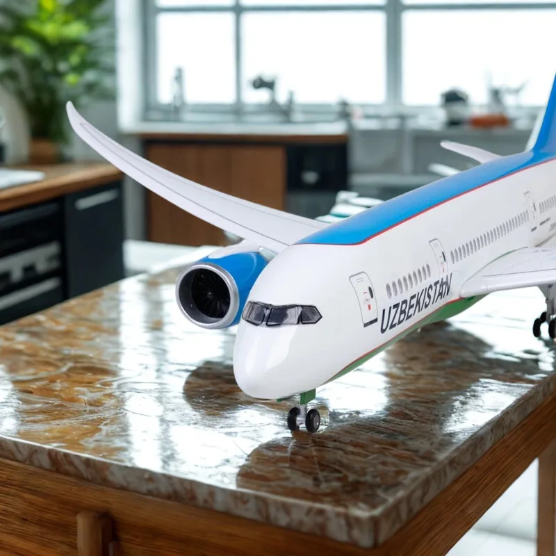 

Diecast Aircraft Toy 47CM B787 UZBEKISTAN Airline Airplane Model Resin Diecast Aircraft Collected Gift By Aviation With Light &W