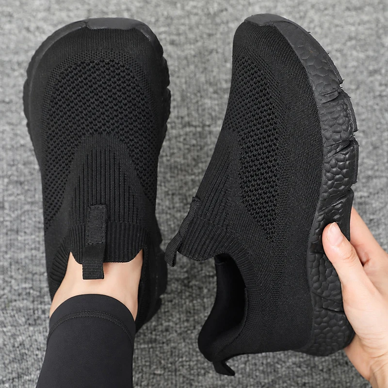 Unisex Strick-Slipper zum Reinschlüpfen, rutschfeste Freizeitsneaker, leichte Pendler-Loafer, verschleißfeste Outdoor-Laufschuhe – Detail 6