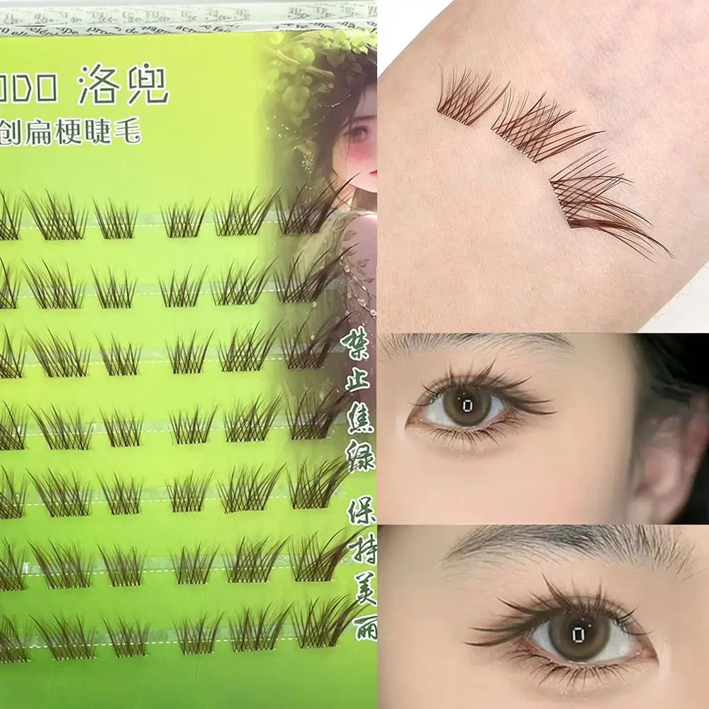 3D Manga Fox Eye Brown Lash Clusters Natural Gently Eyelash Clusters Dark Brown Fluffy Individual Lashes DIY Lash Extensions