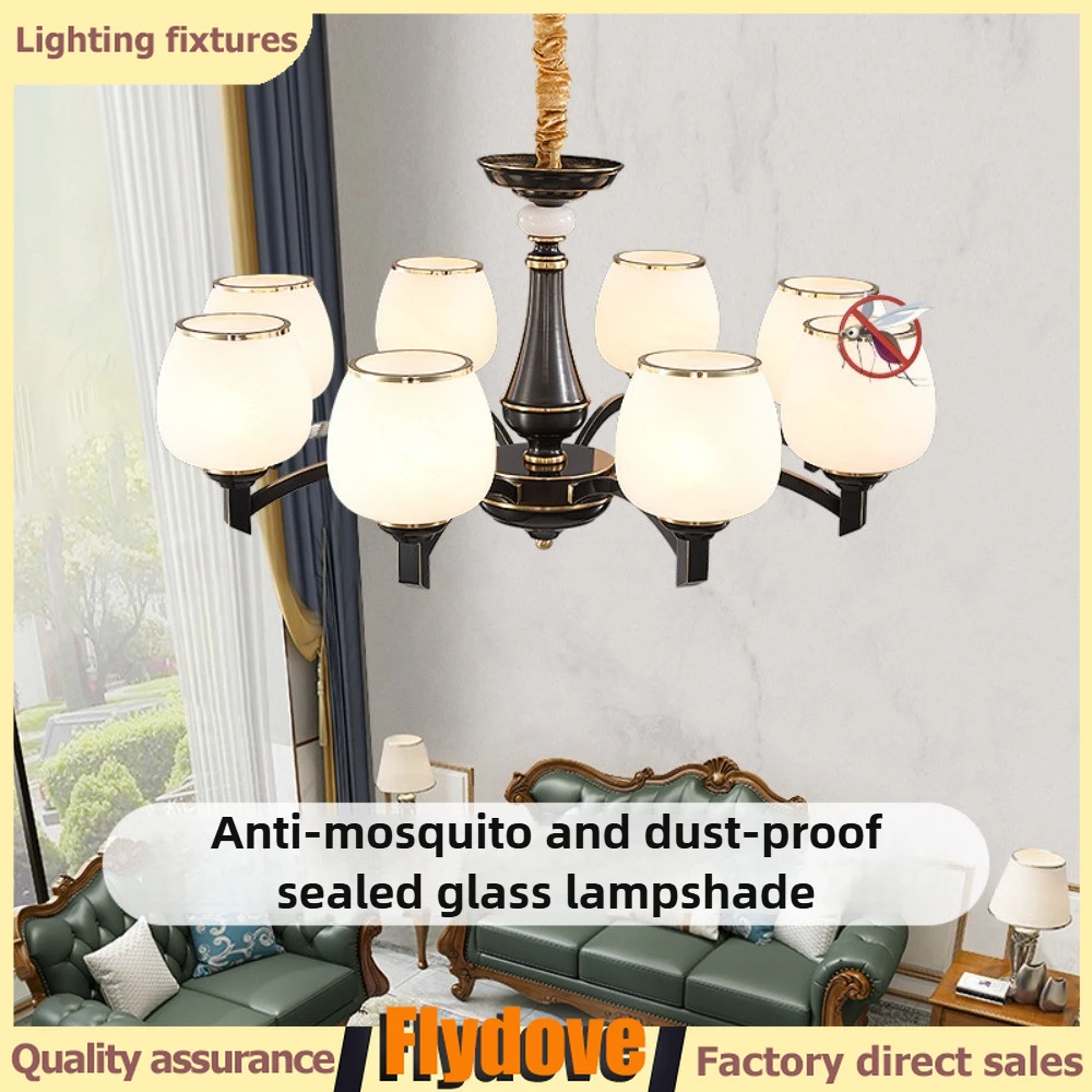 

High End American Brass LED Living Room Pendant Light Creative Retro Restaurant Bedroom Hotel Indoor Lighting Decoration Lamps