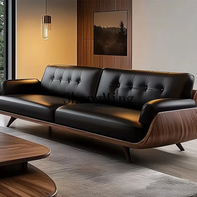 

ZHB modern straight sofa simple household combination Luohanpi sofa new Chinese black walnut living room special furniture