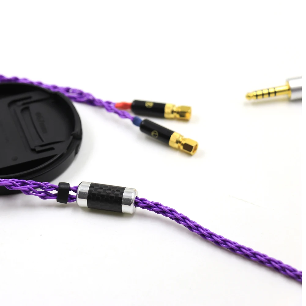 Púrpura 8 núcleos cristal único plata para Hifiman HE6 HE5 HE400 HE500 HE600 (tornillo) auriculares Cables Cable