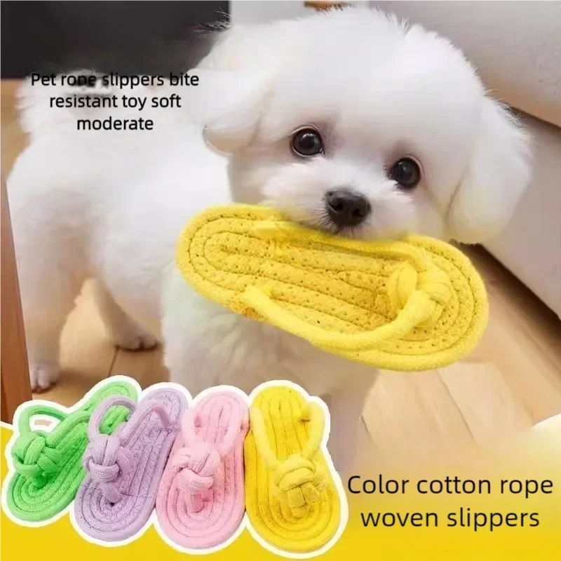 

Pet Cotton Rope Slipper Knot Toy For Small Dogs Interactive Chew Toy Dental Clean Teeth Grind Tartar Control Non Toxic Dog Toys