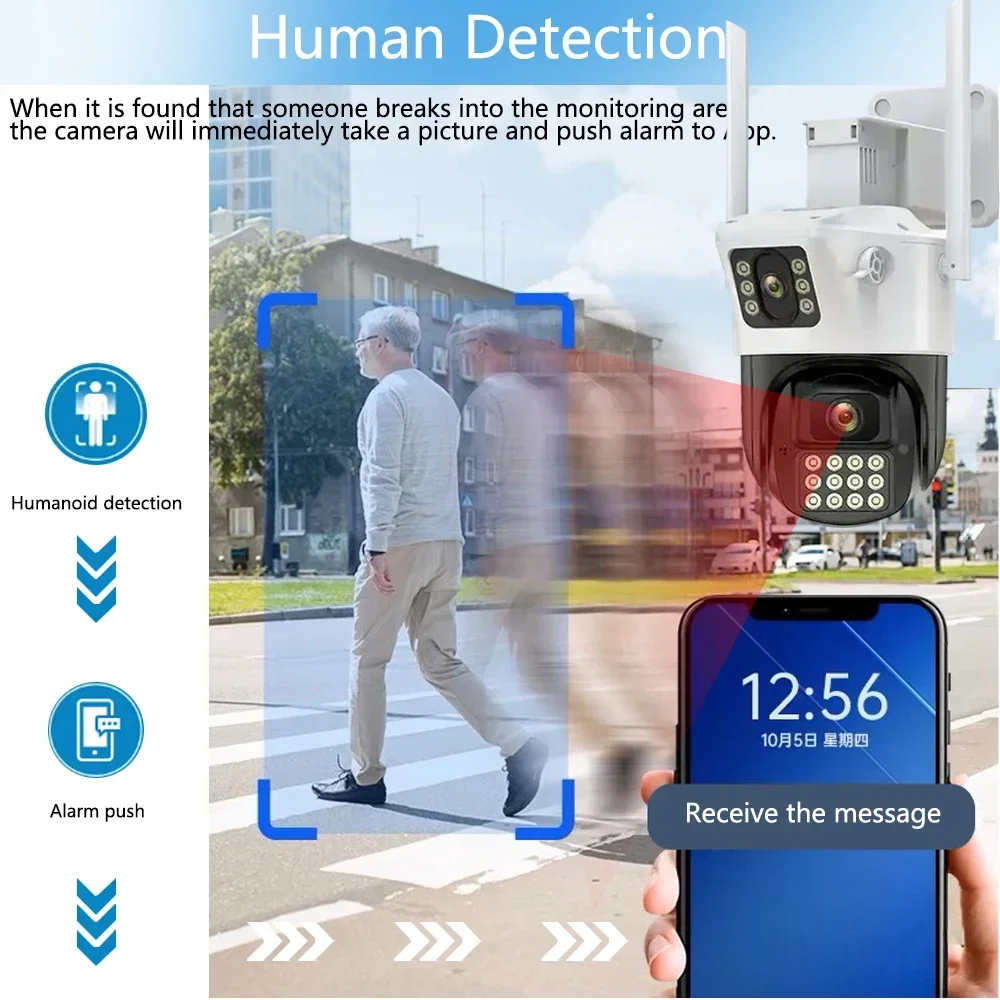 New 4K Security Wifi PTZ Camera System 8MP Audio Mic CCTV 10CH POE NVR AI Color Night Home Video Surveillance Camera Outdoor Set