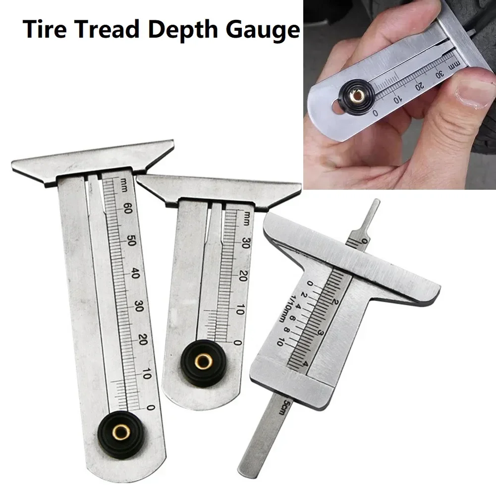 Stainless Steel Car Tyre Tire Tread Depth Gauge Meter Ruler Caliper Measure Tool  Tyre Measuring  Vernier Depth Gauge