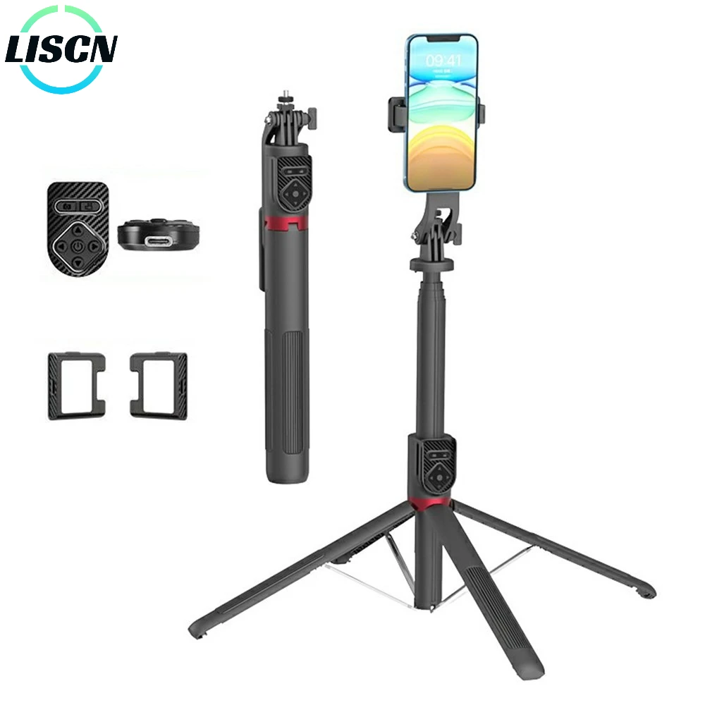 

LISCN 3 в 1, палка для селфи, 2,2 м, выдвижной держатель для мобильного телефона с защитой от сотрясений, Bluetooth-совместимая подставка для потоковой передачи в реальном времени