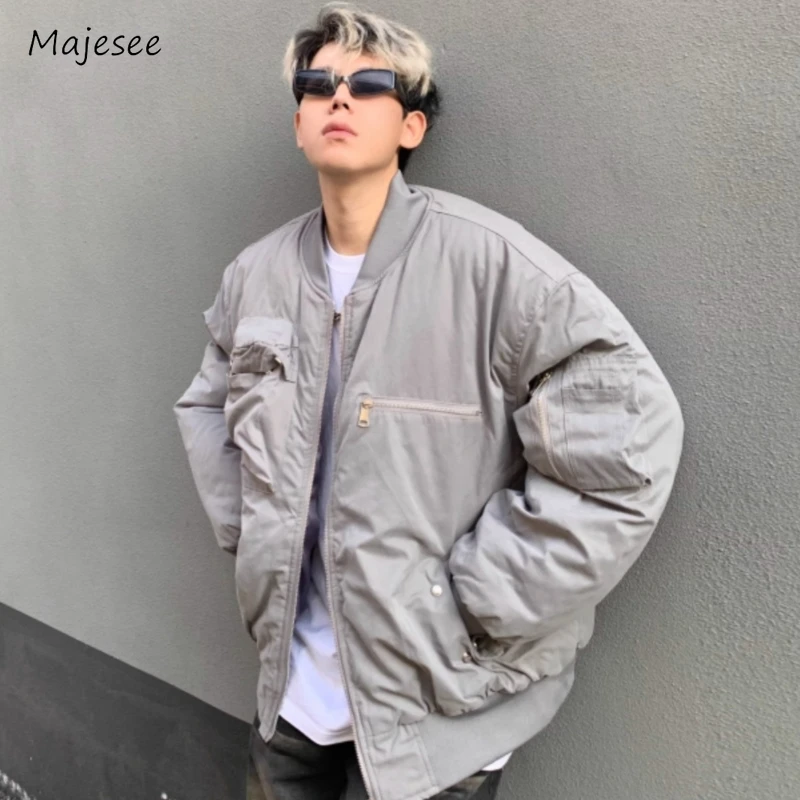 Winter Thicker Parkas Men Cool High Street Warm Multi-pockets Cargo Outwear Handsome American Style Vintage Personality College