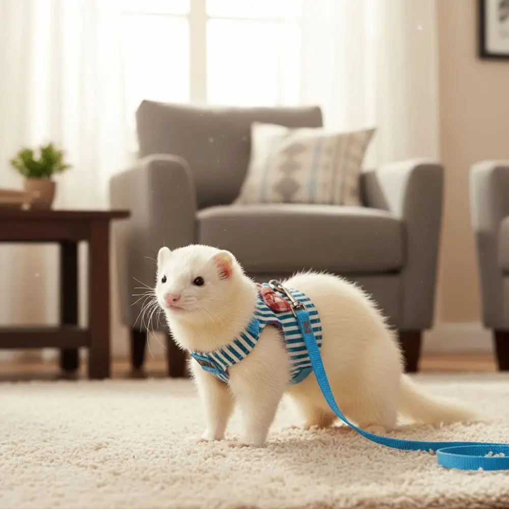 

Durable Adjustable Hamster Harness Escape-Proof Comfortable Hamster Chest Strap with Bow Bells Rabbit Vest Leash Outdoor