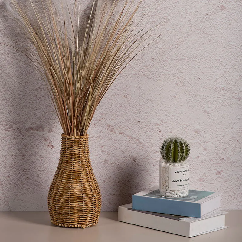 Imitation Rattan Woven Flower Vase Rustic Flower Arrangement Containers Dry Flower Container Living