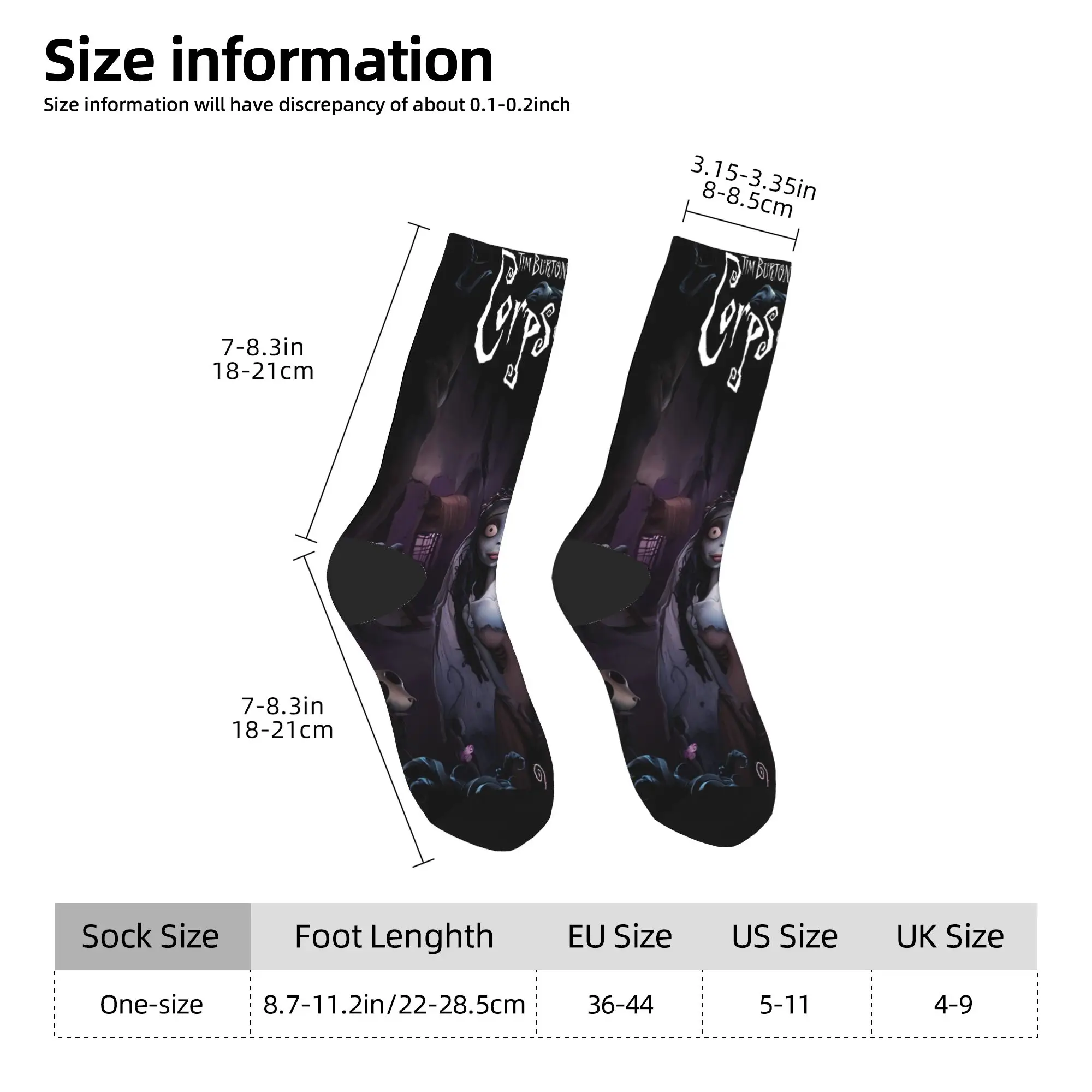 여성 남성 양말 애니메이션 영화 C-Corpse Bride 스타킹 미끄럼 방지 부드러운 양말 가을 유행 그래픽 러닝 스포츠 양말