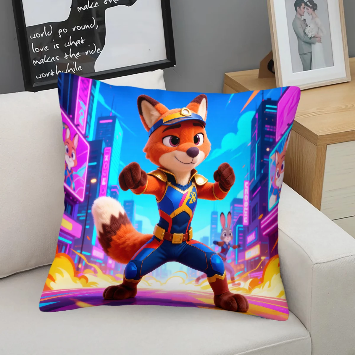 

Zootopia Cyber Hero Nick Single-sided Print 45*45cm Cushion Cover for Home Sofa Lounge Decor Throw Pillow(Including Pillow Core)