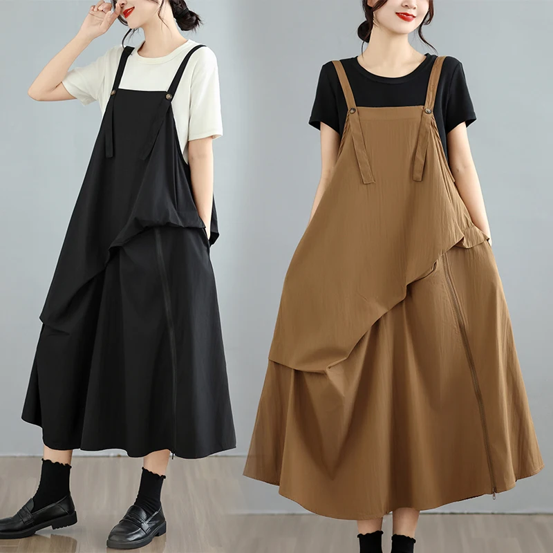 

Новое летнее женское платье без рукавов, свободного кроя, А-силуэт, повседневное, для прогулок по городу, из полиэстеровой смесовой ткани, без эластана, с неэластичной талией, юбка-миди