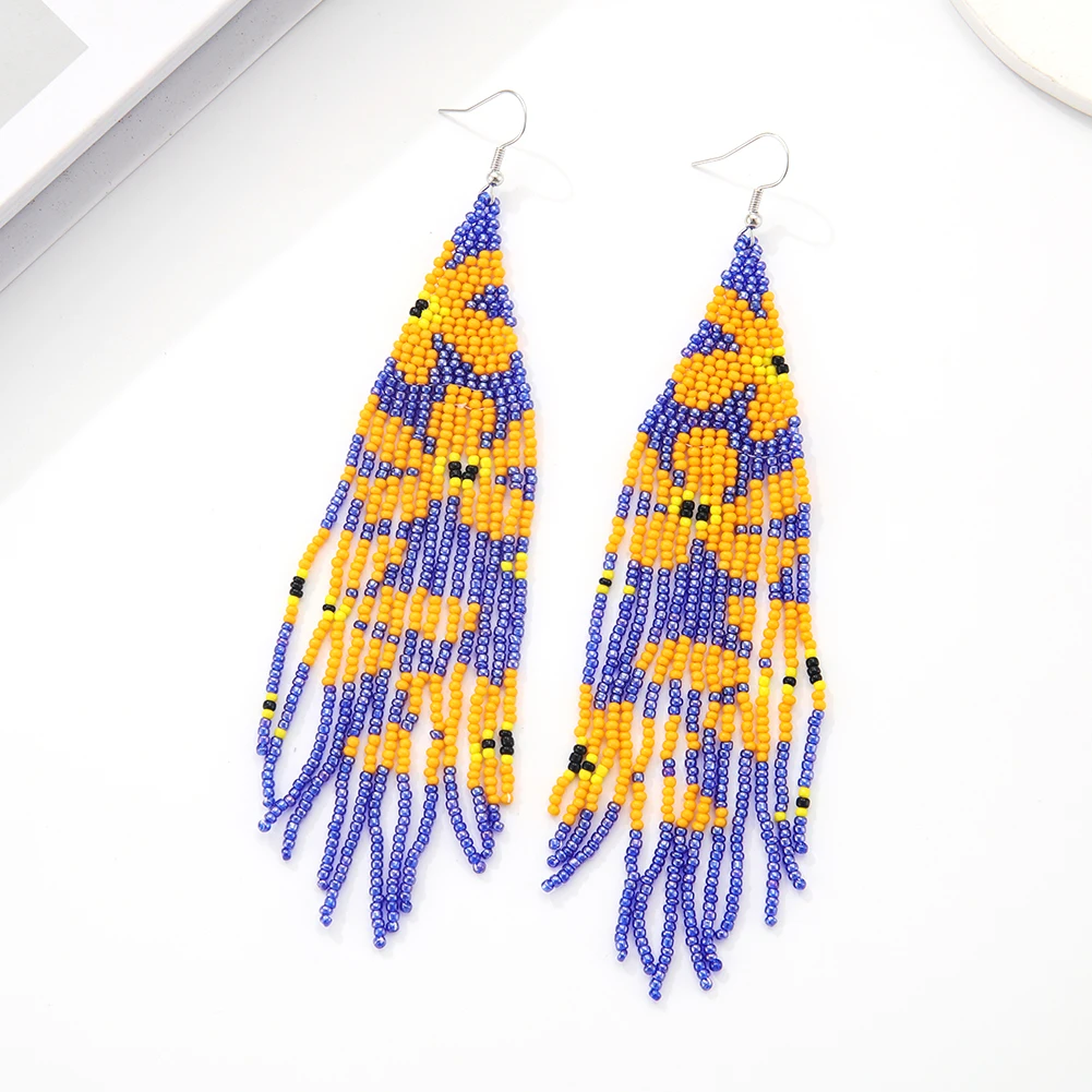 2025 اليدوية أقراط من الخرز زهرة شرابات الإبداعية الحد الأدنى البوهيمي المنسوجة يدويا الهندسة النساء أقراط مطرزة للنساء