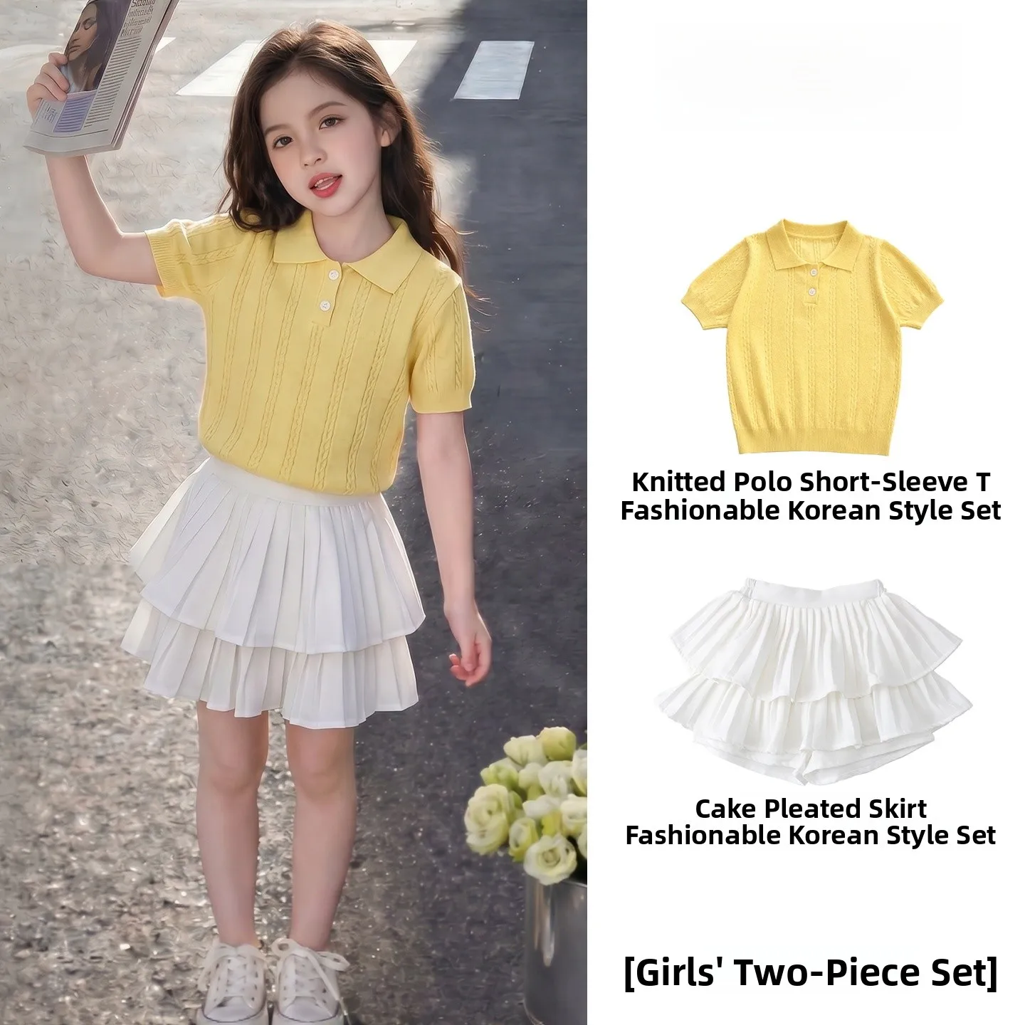 girls-summer-outfit-set-knitted-short-sleeve-shirt-half-skirt-trendy-big-kids-summer-fashionable-breathable-thin-standar