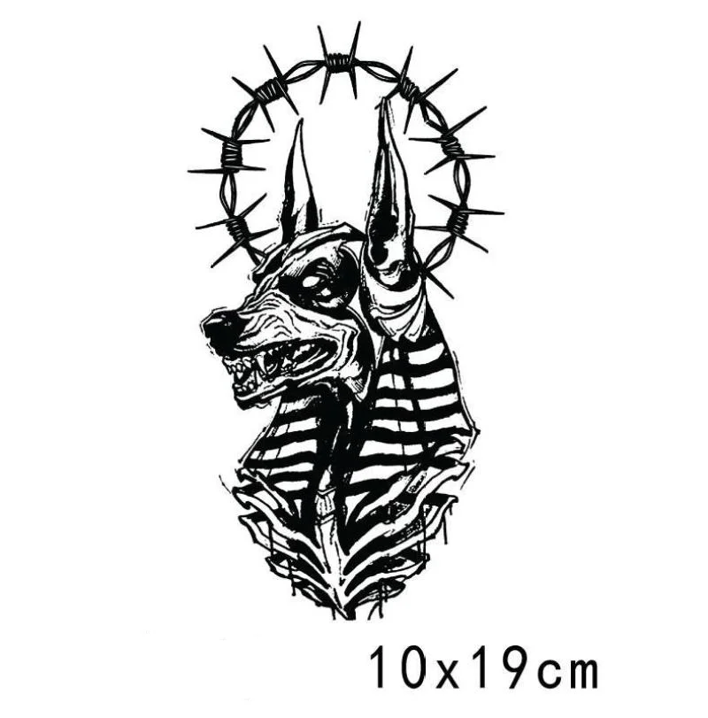 Black Anubis Temporary Tattoos Egyptian Mythology God of Death Tatto Hand Thigh Waist Arm Body Art Waterproof Fake Tatoo Sticker