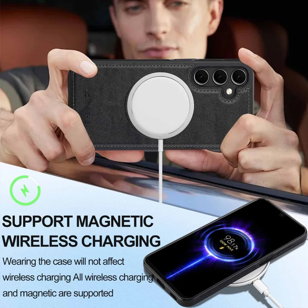 حافظة هاتف جلدية مغناطيسية لهاتف سامسونج جالاكسي S25 S24 S23 S22 S21 Plus Ultra A55 A56 A54 A36 A35 A16 5G لغطاء ناعم Magsafe #4