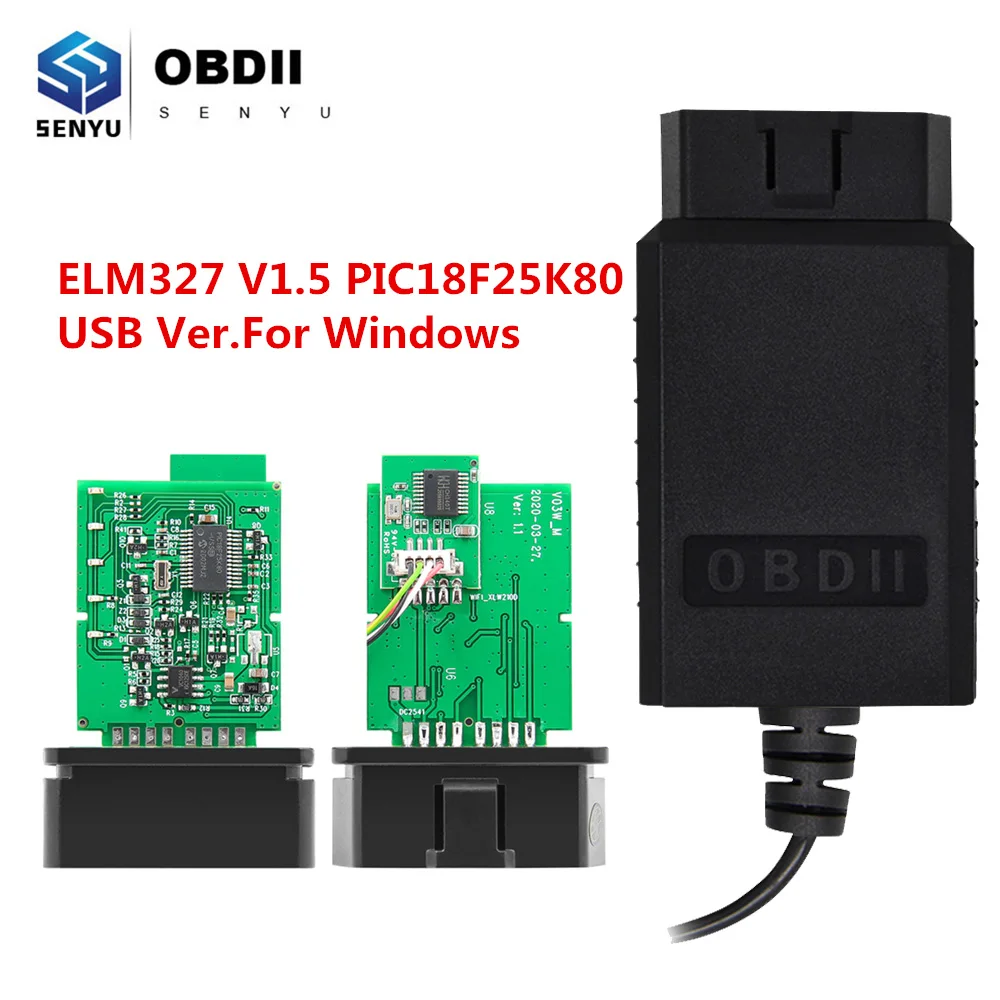 ELM327 USB V1.5 USB PIC18F25K80 ELM 327 V 1 5 Car Diagnostic Tool For PC Windows OBD2 USB Auto Tools OBD 2 Scanner Code Reader