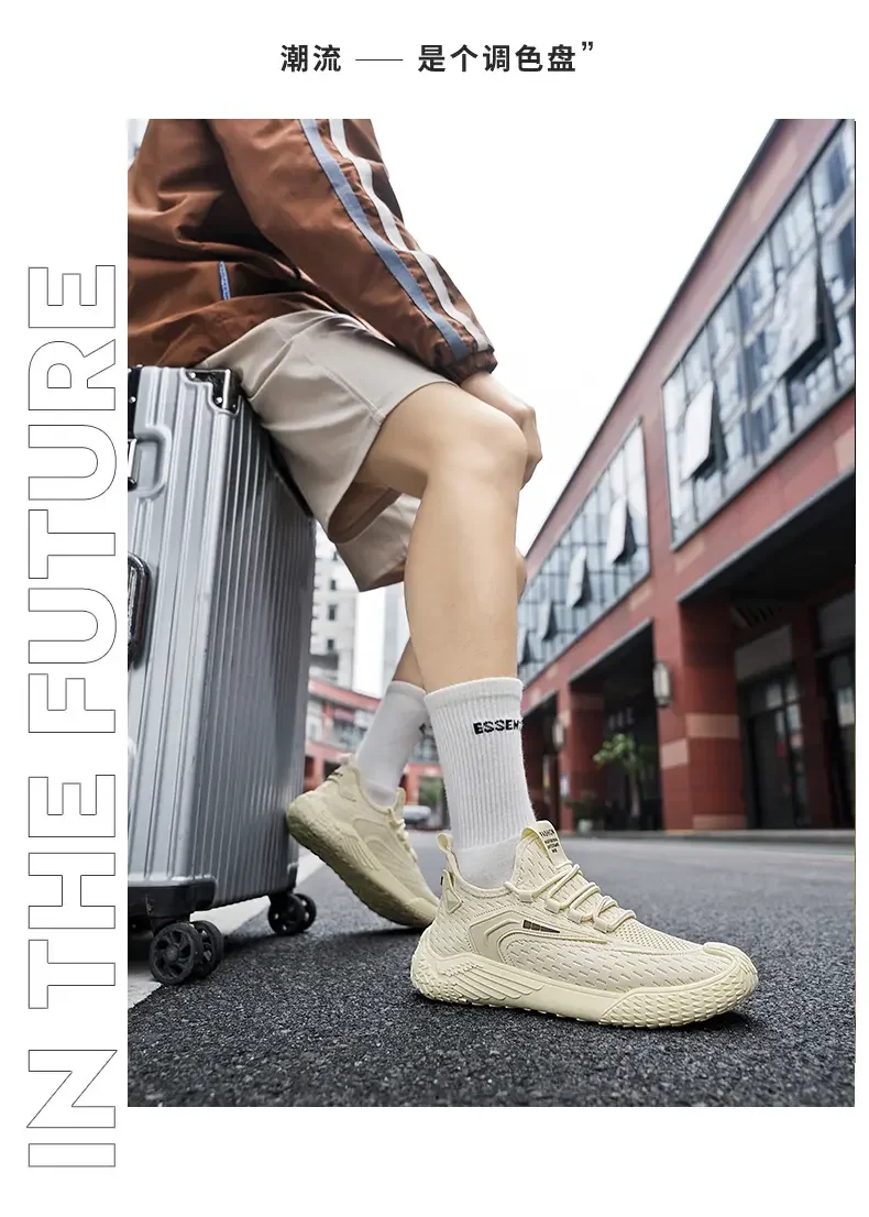 Mens Daily Leisure Commuter Shoes Light Handcrafted Knit Fabric Shock Absorb Insole Wear Resist Casual Footwear - view 5