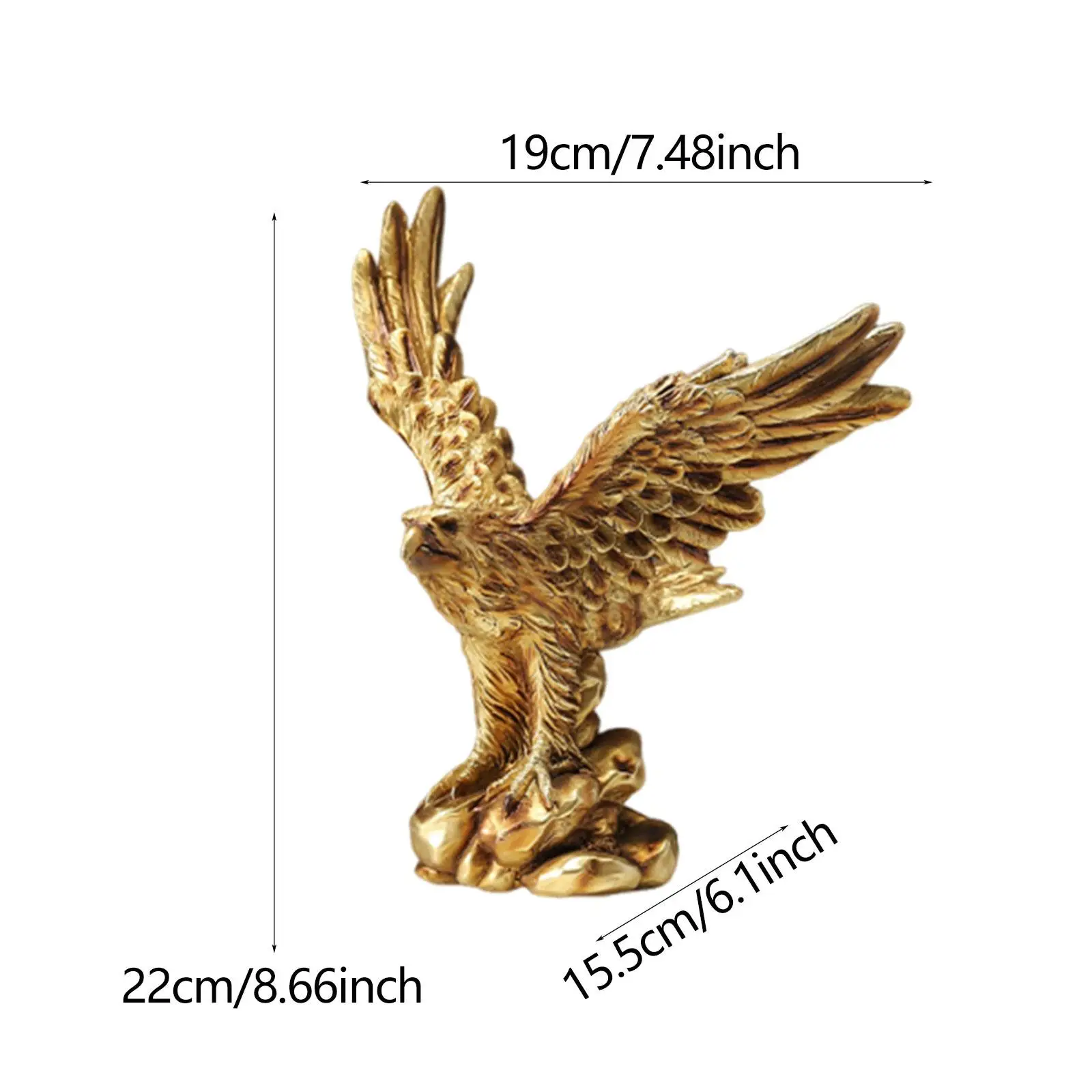 Decorative Gold Eagle Sculpture Resin Statue Animal Figurine Art Object for Bookshelf Entryway Cabinet