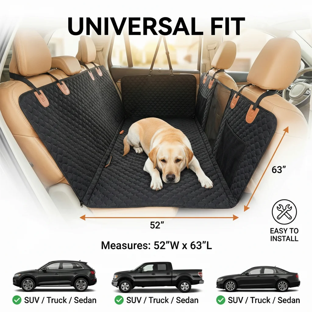 

Convertible Car Bed for Dogs， Extended Waterproof Seat Cover with Anti-Slip Backing， Comfortable Pet Mat for SUV Truck Travel