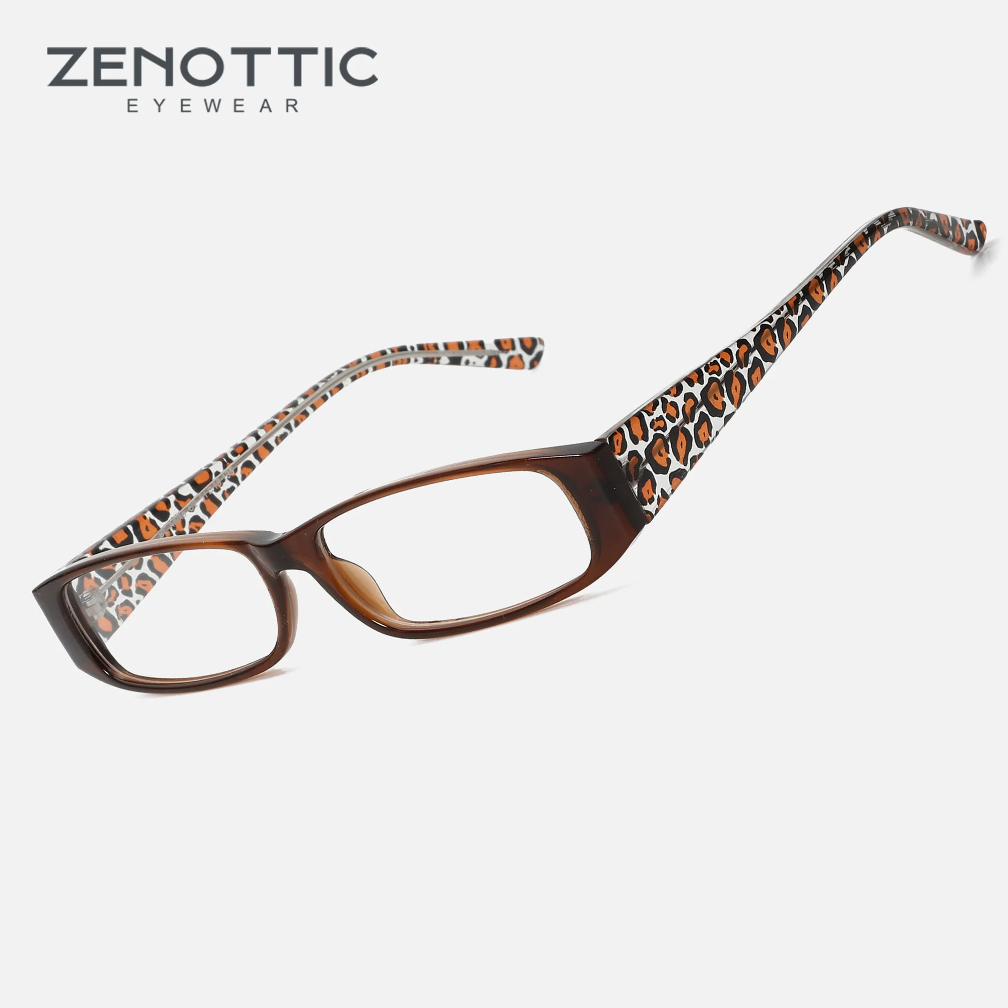 ZENOTTIC Ladies Fashion Leopard Print Optical Frame Women Small Rectangular Eyeglasses Ultralight Eyewear