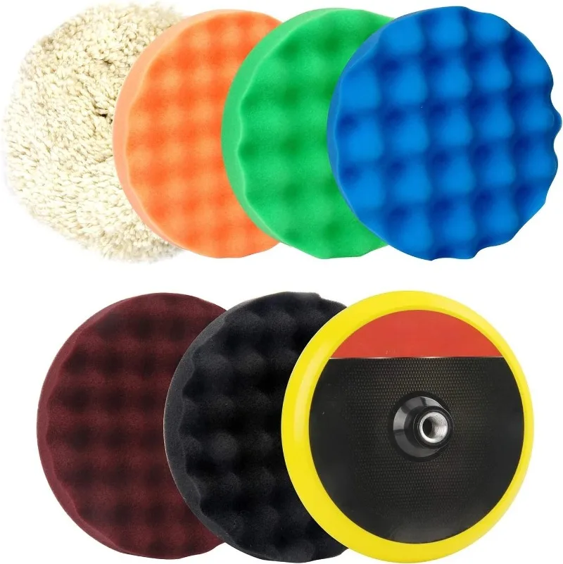 

NEW 7-Inch Buffing and Polishing Pad Kit, 7 Pieces 7" Polishing Sponge, Waxing Buffing Pad Kit